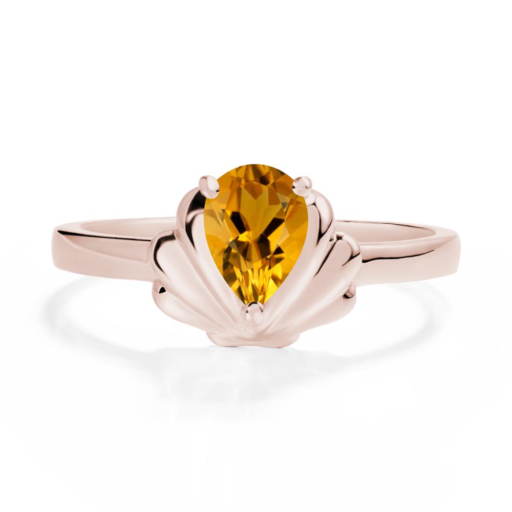 Shell Citrine Promise Ring - LUO Jewelry #metal_14k rose gold