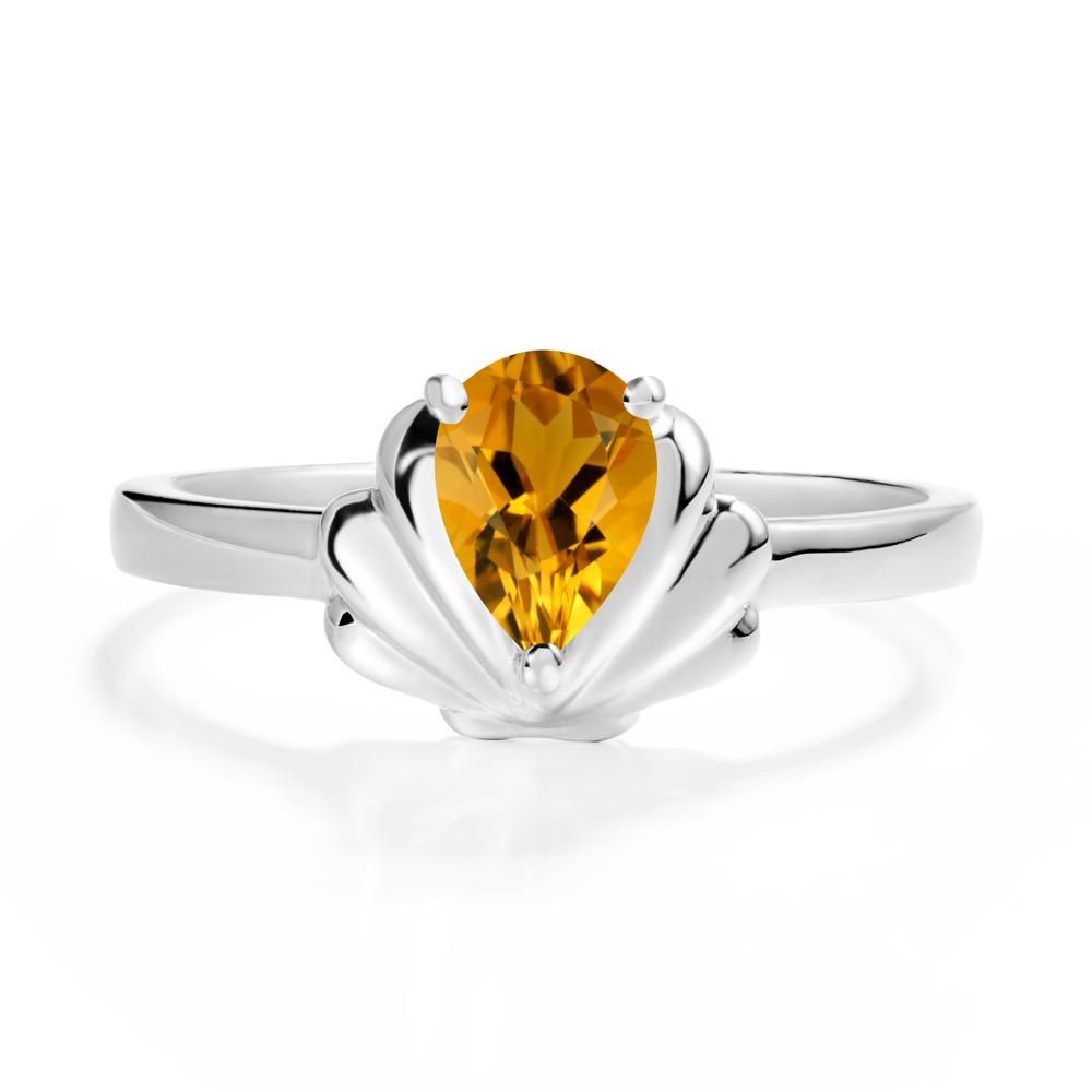 Shell Citrine Promise Ring - LUO Jewelry #metal_18k white gold