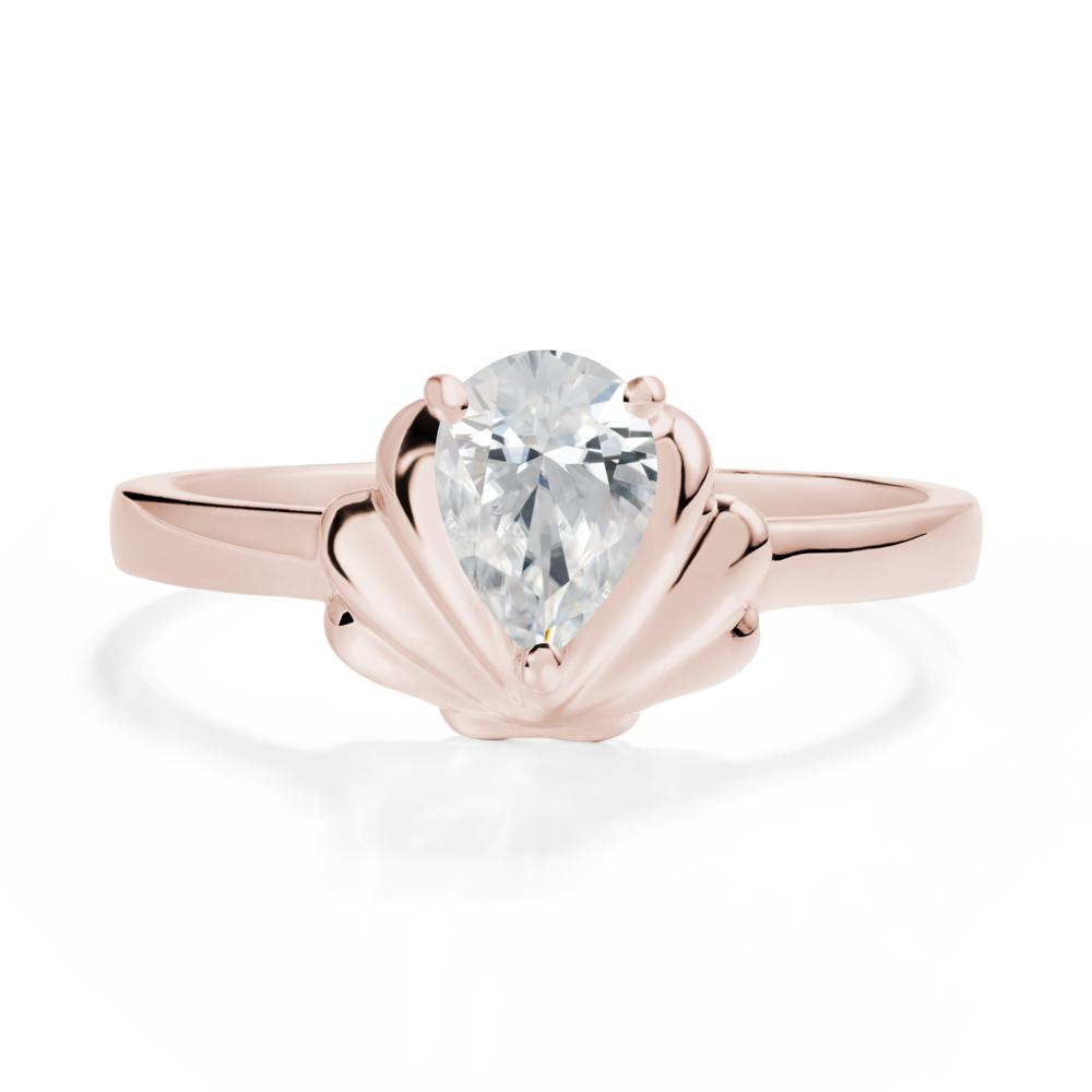 Pear Cubic Zirconia Shell Engagement Ring - LUO Jewelry #metal_14k rose gold