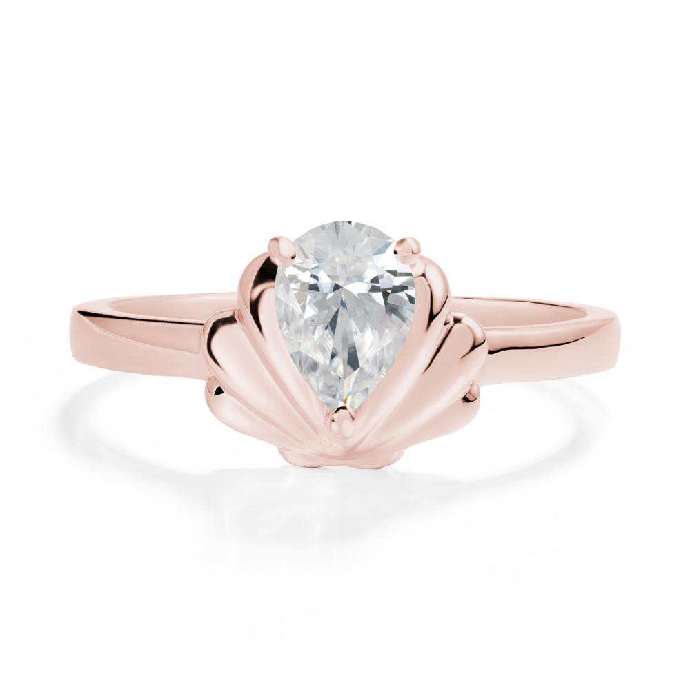 Pear Cubic Zirconia Shell Engagement Ring - LUO Jewelry #metal_18k rose gold