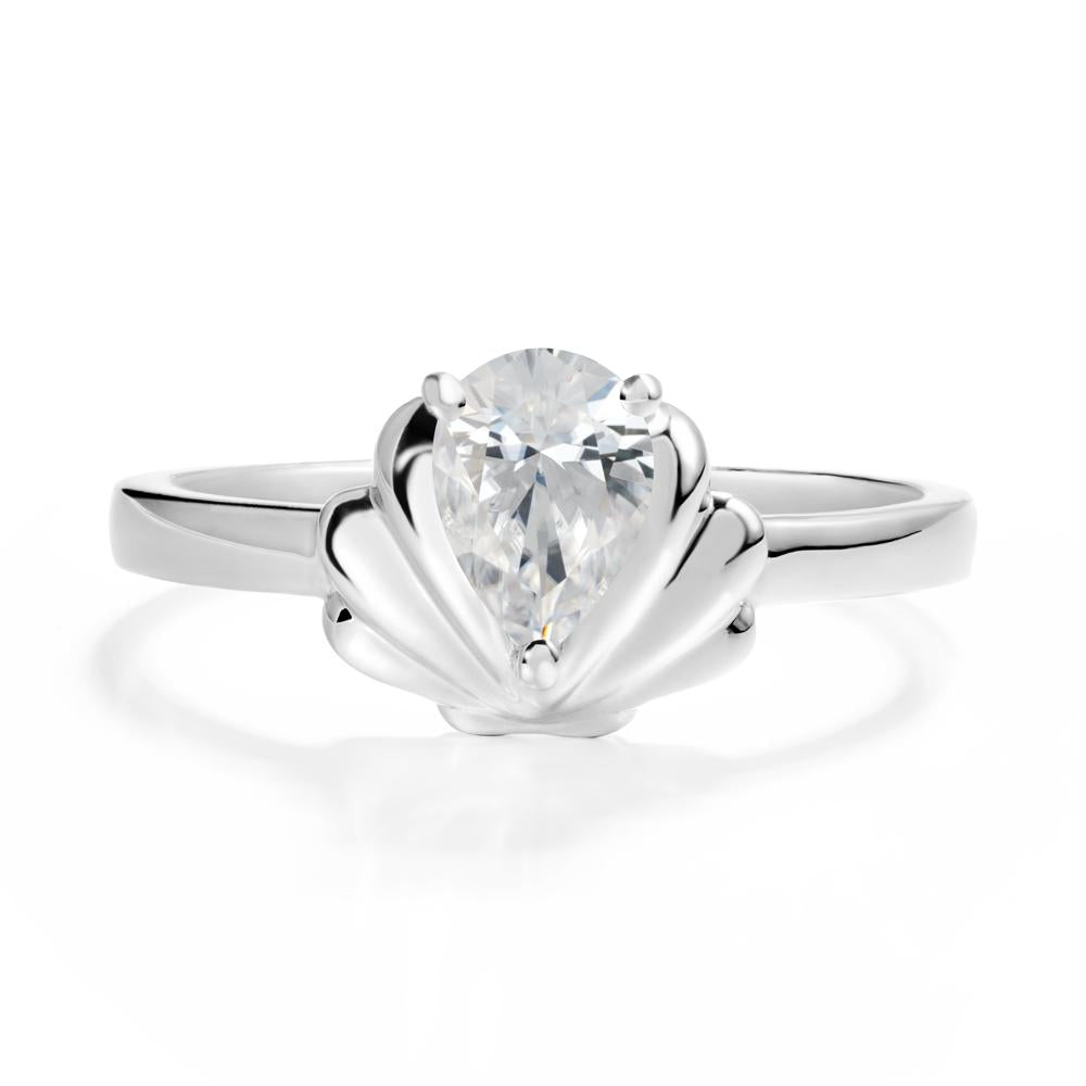 Pear Cubic Zirconia Shell Engagement Ring - LUO Jewelry #metal_sterling silver