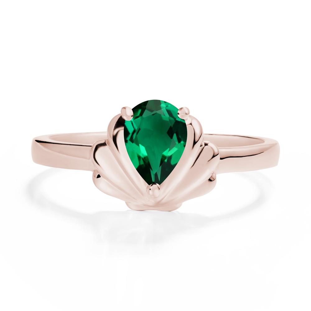 Shell Emerald Promise Ring - LUO Jewelry #metal_14k rose gold