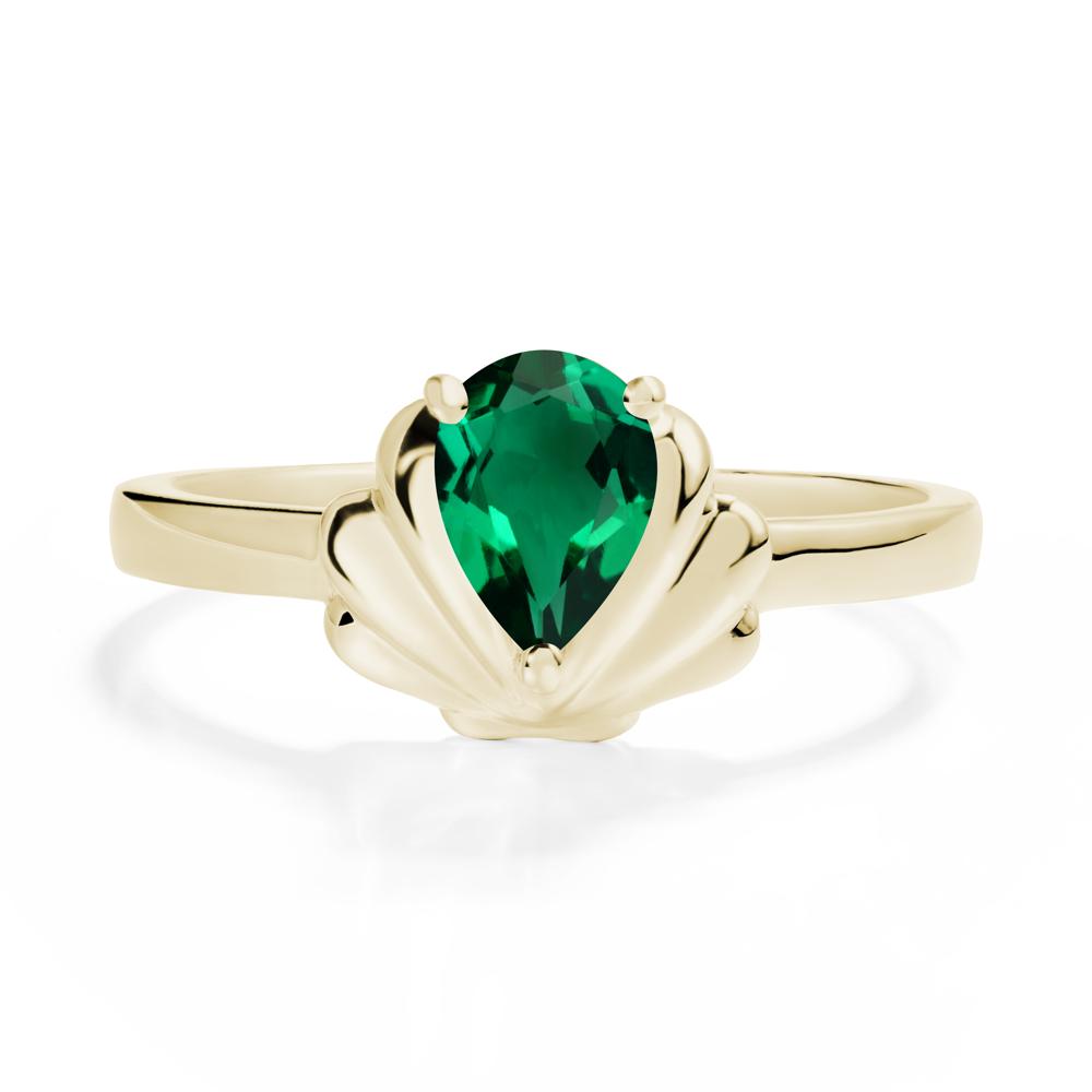 Shell Emerald Promise Ring - LUO Jewelry #metal_14k yellow gold
