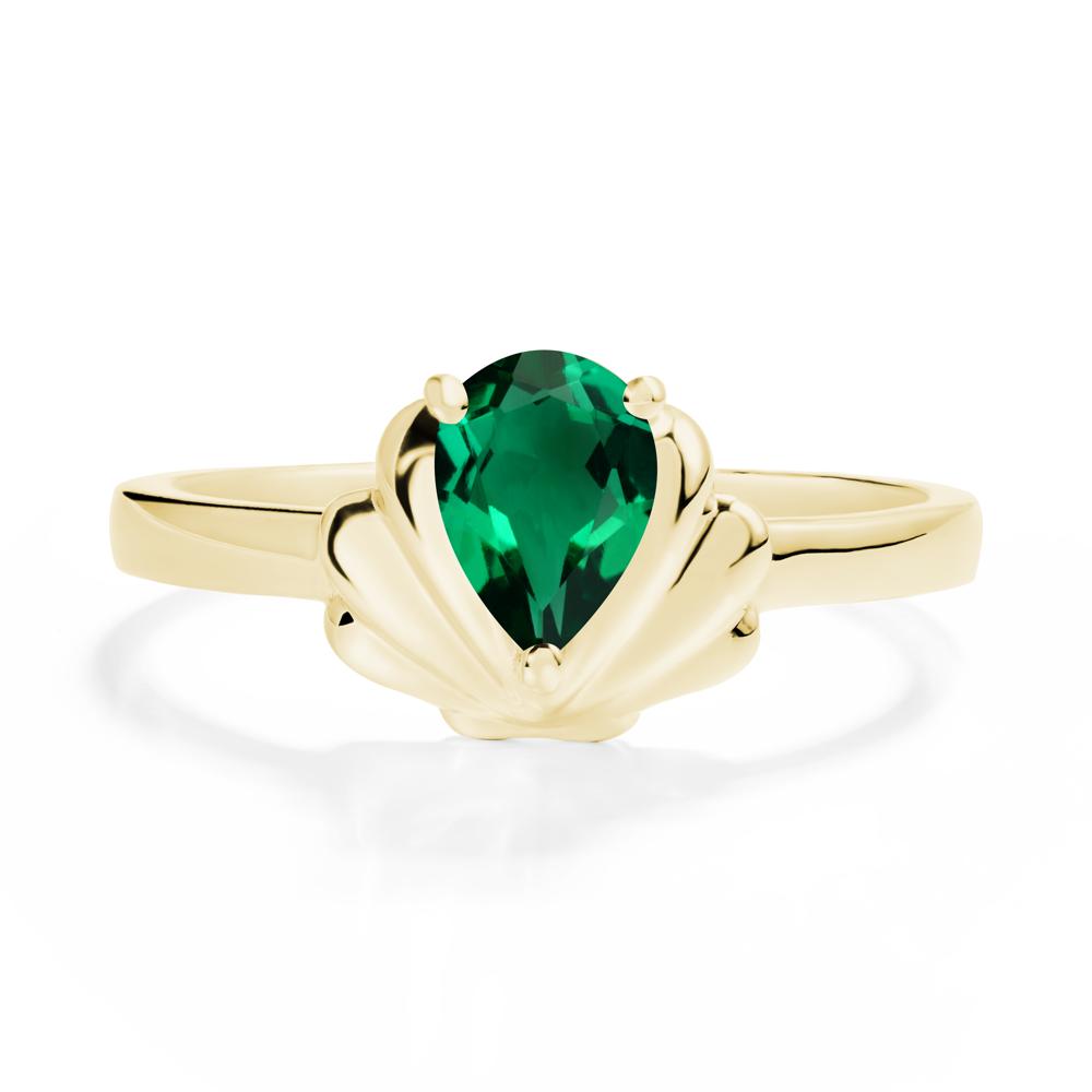 Shell Emerald Promise Ring - LUO Jewelry #metal_18k yellow gold