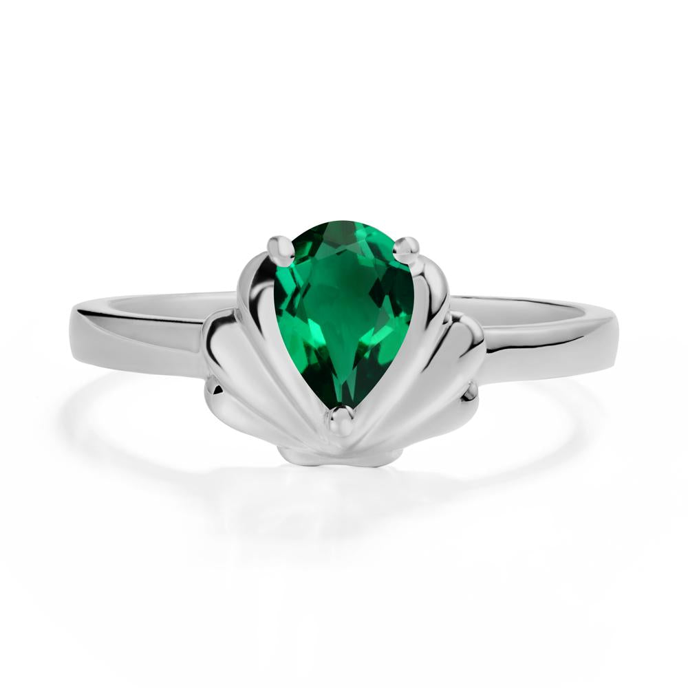 Shell Emerald Promise Ring - LUO Jewelry #metal_platinum
