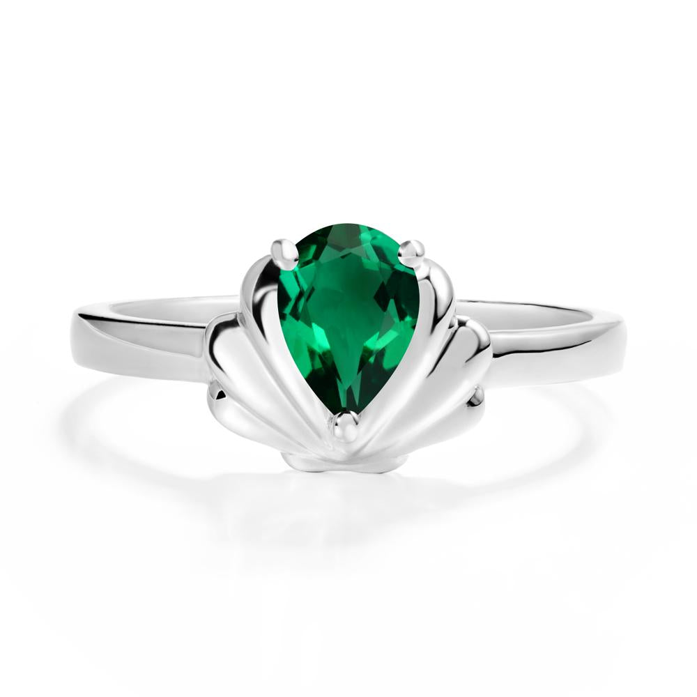 Shell Emerald Promise Ring - LUO Jewelry #metal_sterling silver