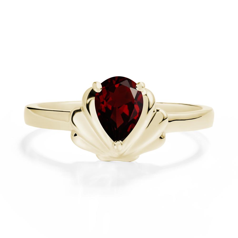 Pear Garnet Shell Engagement Ring - LUO Jewelry #metal_14k yellow gold