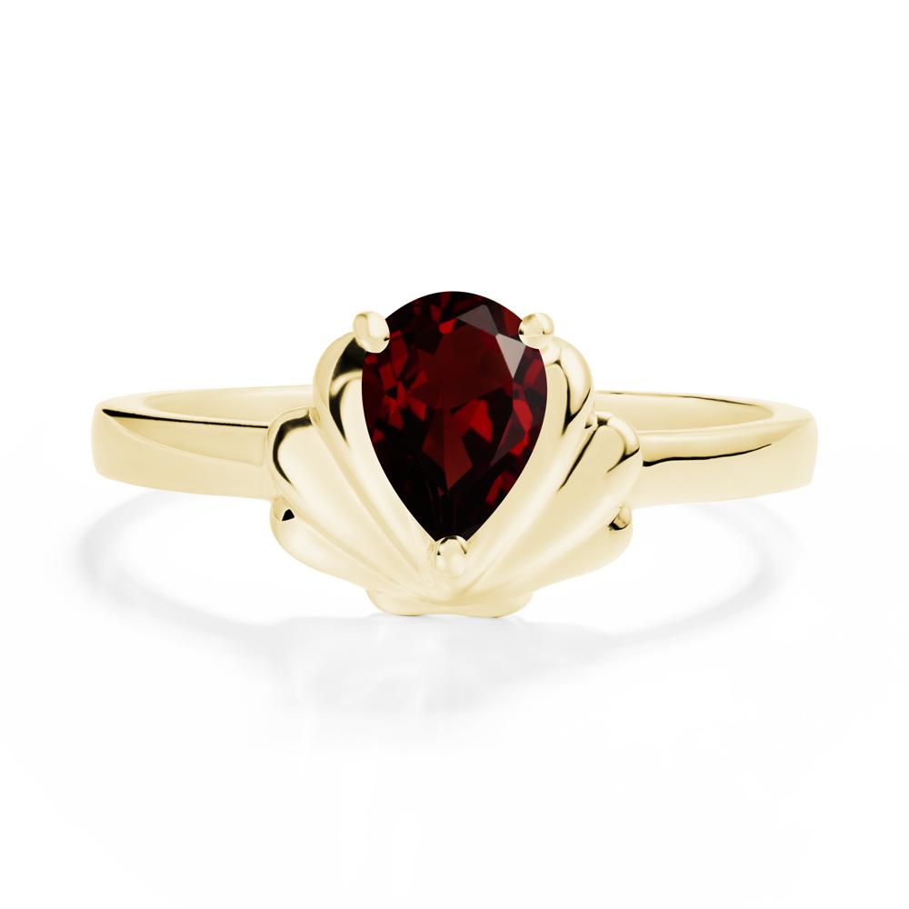 Pear Garnet Shell Engagement Ring - LUO Jewelry #metal_18k yellow gold