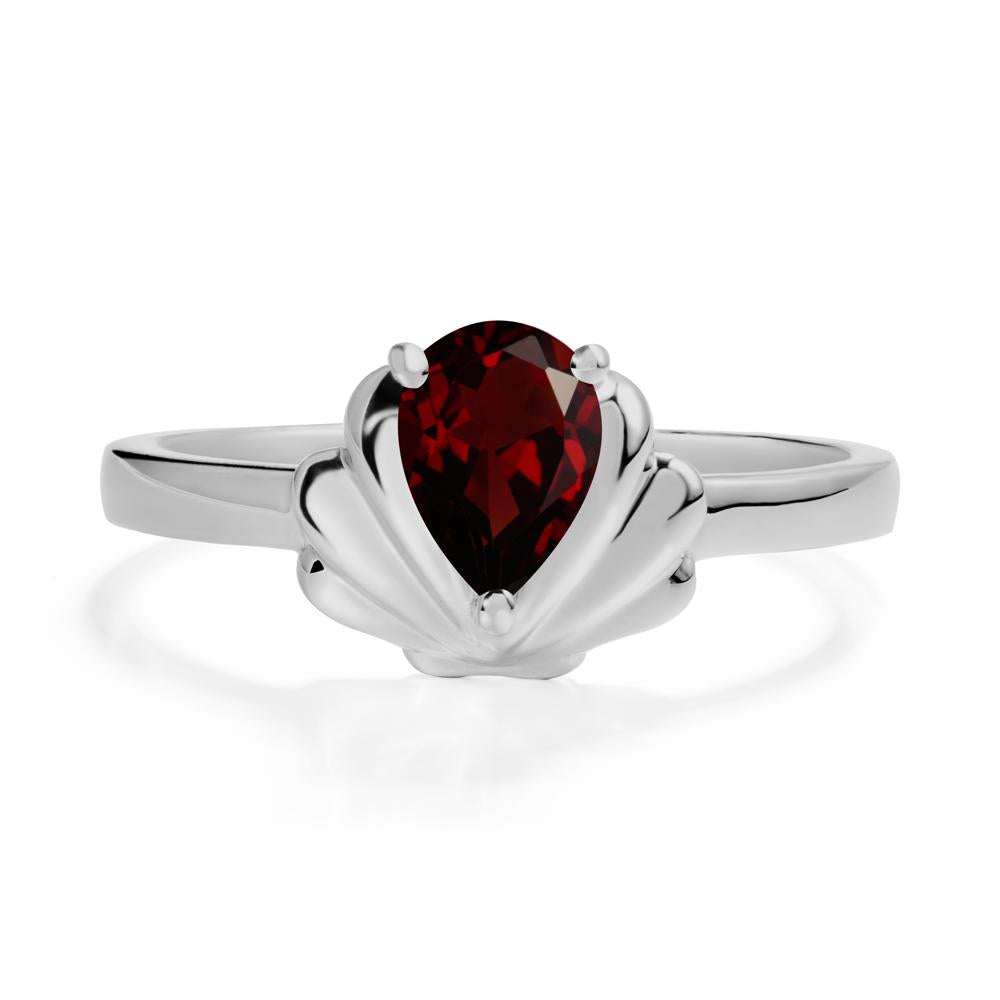 Pear Garnet Shell Engagement Ring - LUO Jewelry #metal_platinum