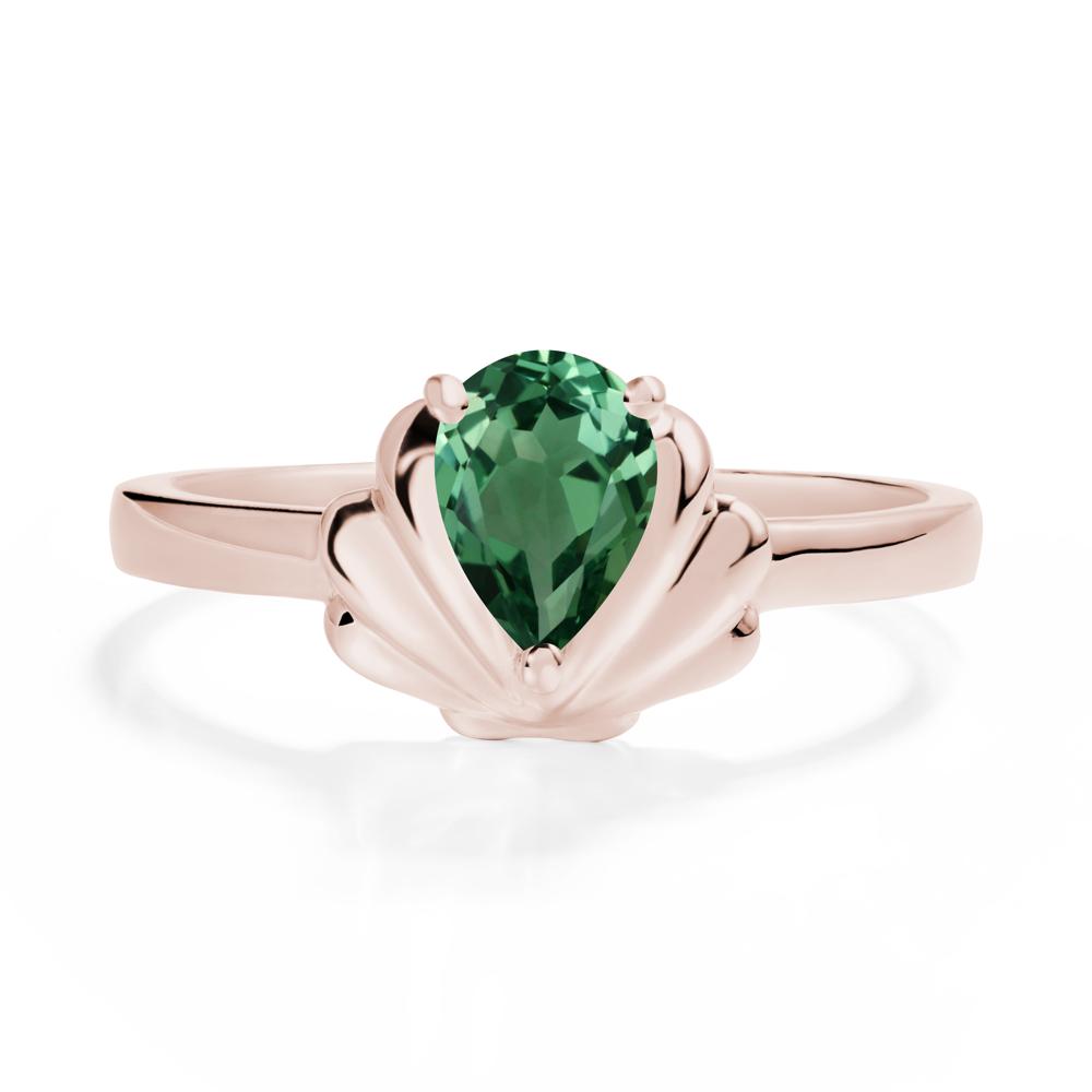 Pear Green Sapphire Shell Engagement Ring - LUO Jewelry #metal_14k rose gold