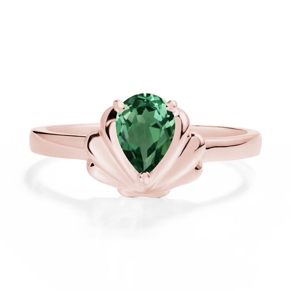Pear Green Sapphire Shell Engagement Ring - LUO Jewelry #metal_18k rose gold