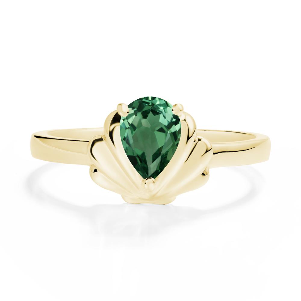 Pear Green Sapphire Shell Engagement Ring - LUO Jewelry #metal_18k yellow gold