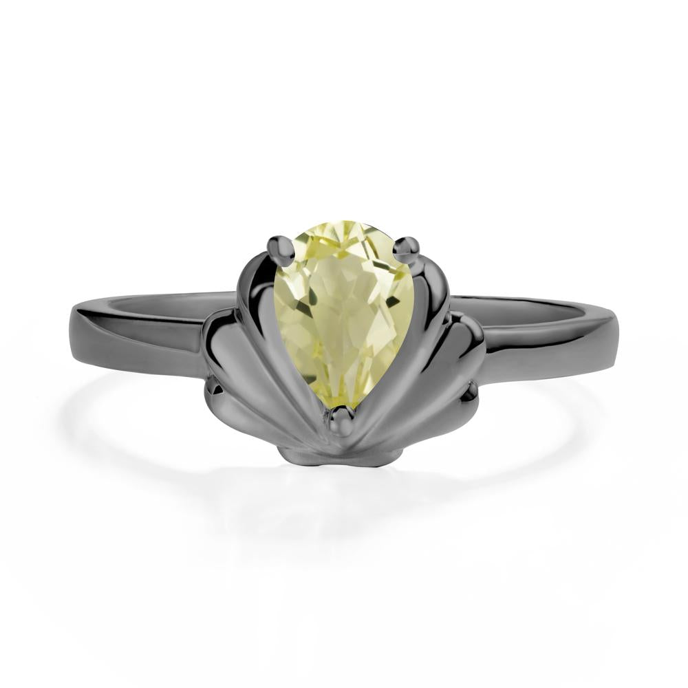 Shell Lemon Quartz Promise Ring - LUO Jewelry #metal_black finish sterling silver