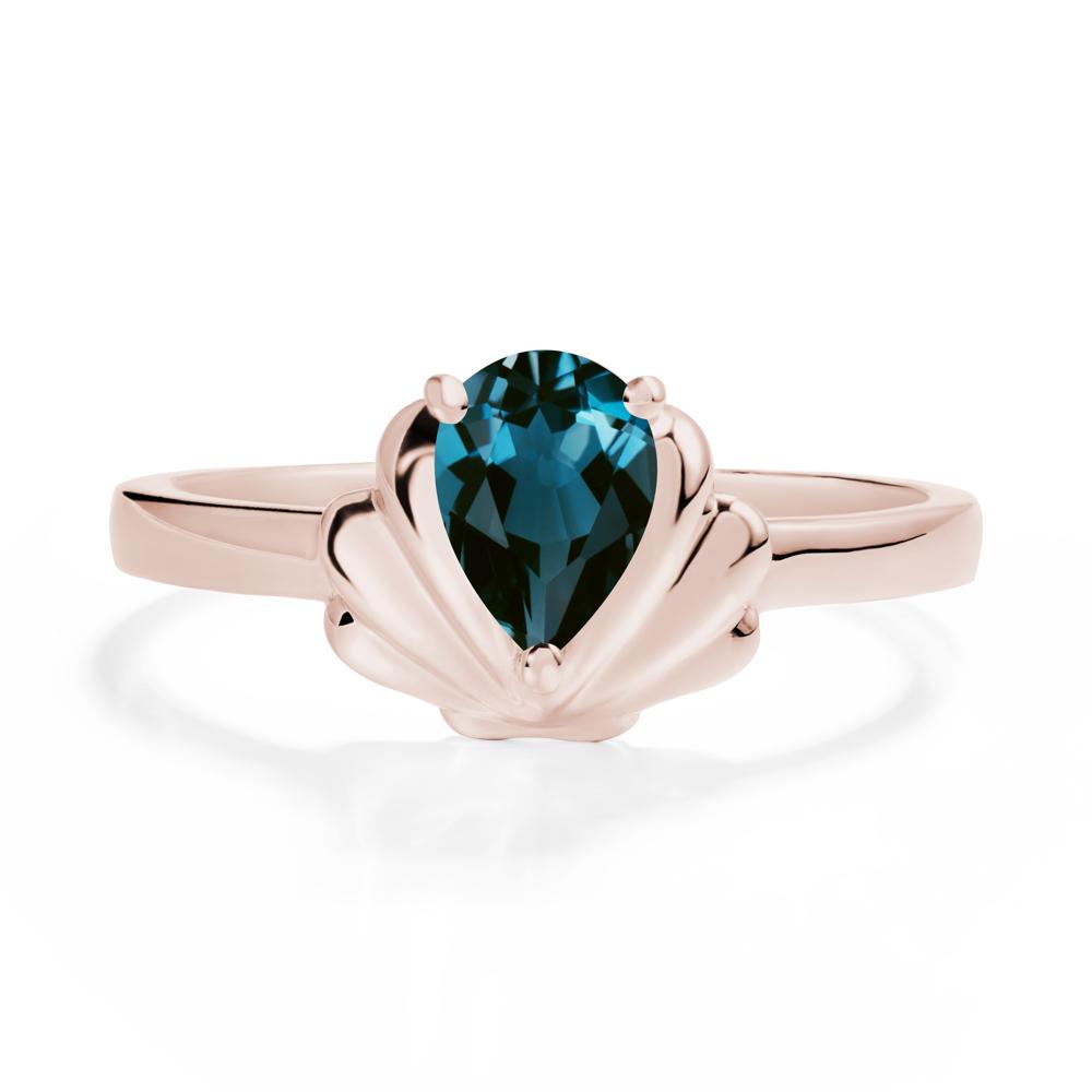 Pear London Blue Topaz Shell Engagement Ring - LUO Jewelry #metal_14k rose gold