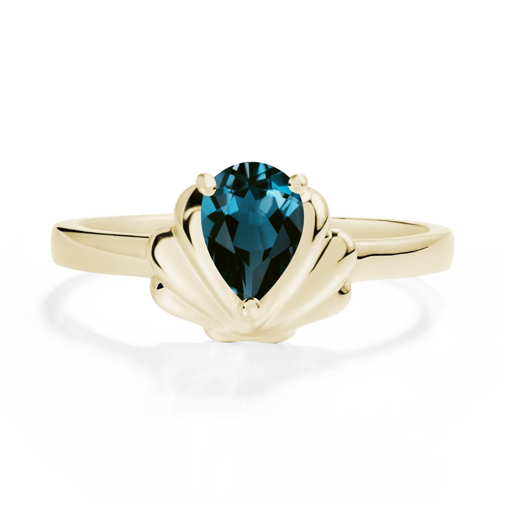 Pear London Blue Topaz Shell Engagement Ring - LUO Jewelry #metal_14k yellow gold