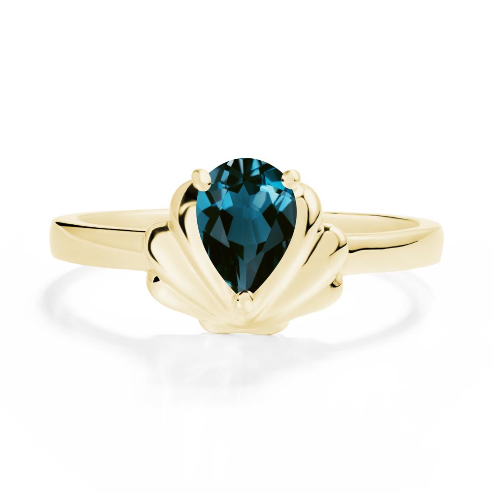 Pear London Blue Topaz Shell Engagement Ring - LUO Jewelry #metal_18k yellow gold
