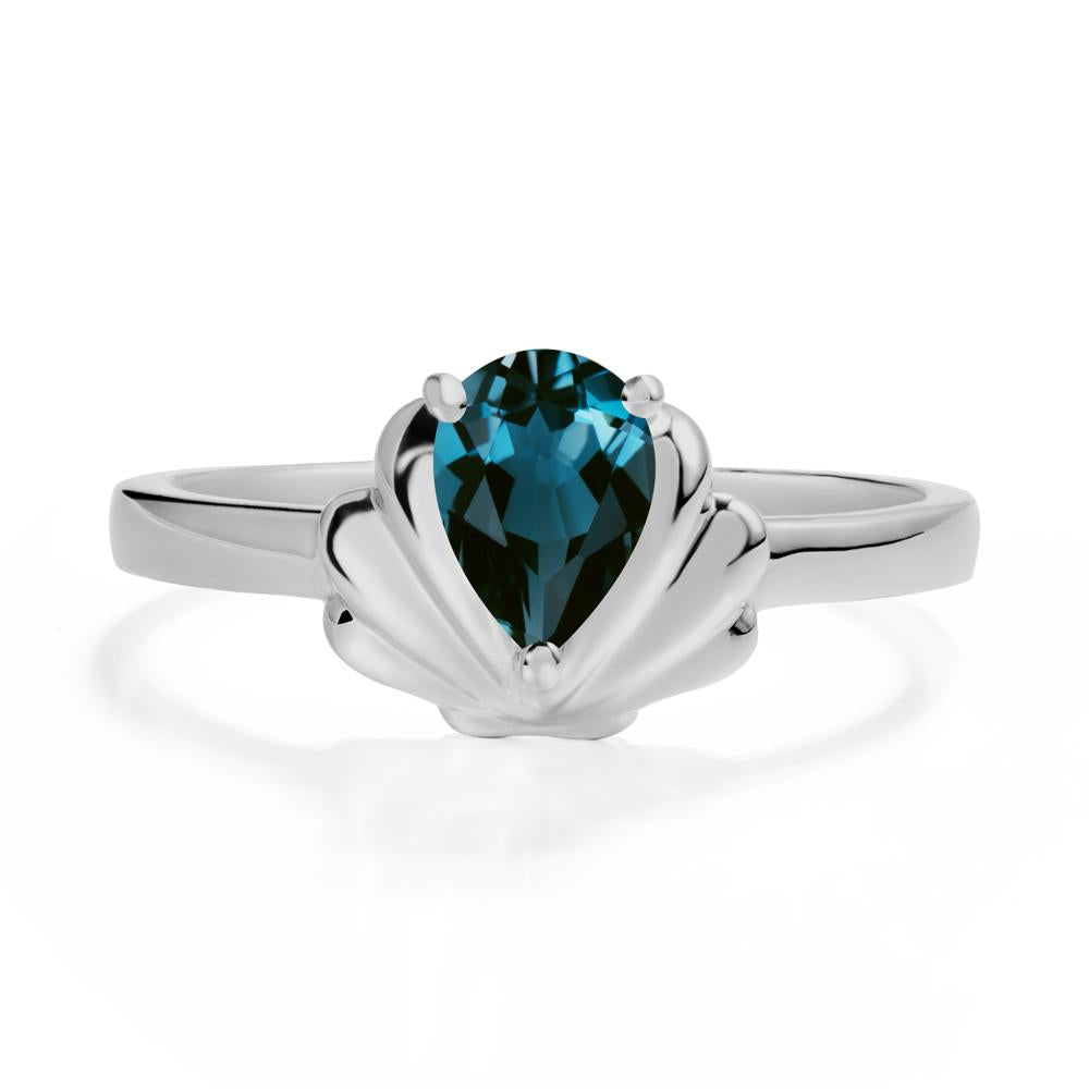 Pear London Blue Topaz Shell Engagement Ring - LUO Jewelry #metal_platinum