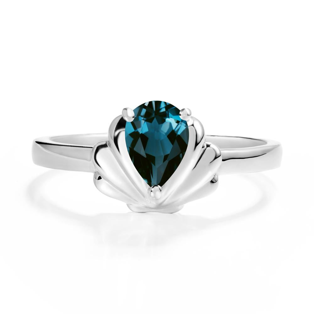 Pear London Blue Topaz Shell Engagement Ring - LUO Jewelry #metal_sterling silver