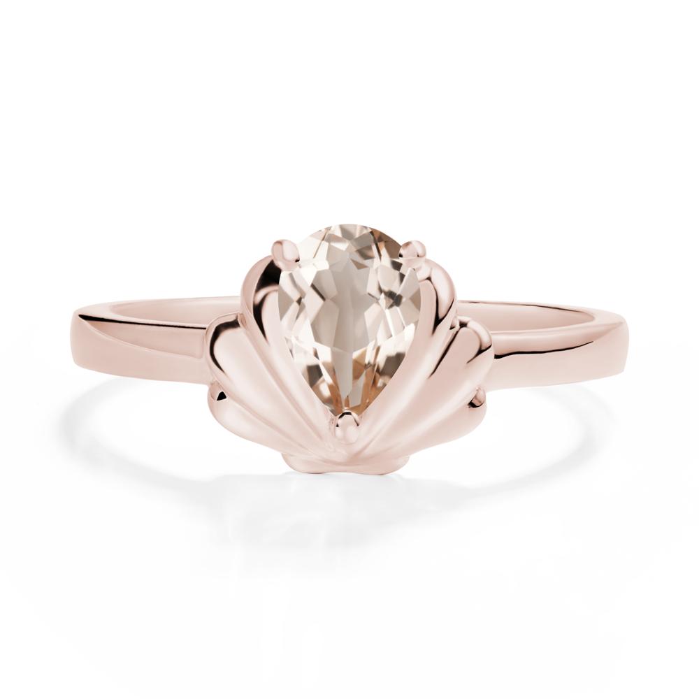Pear Morganite Shell Engagement Ring - LUO Jewelry #metal_14k rose gold