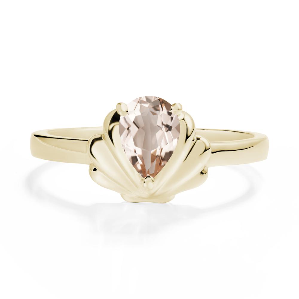 Pear Morganite Shell Engagement Ring - LUO Jewelry #metal_14k yellow gold