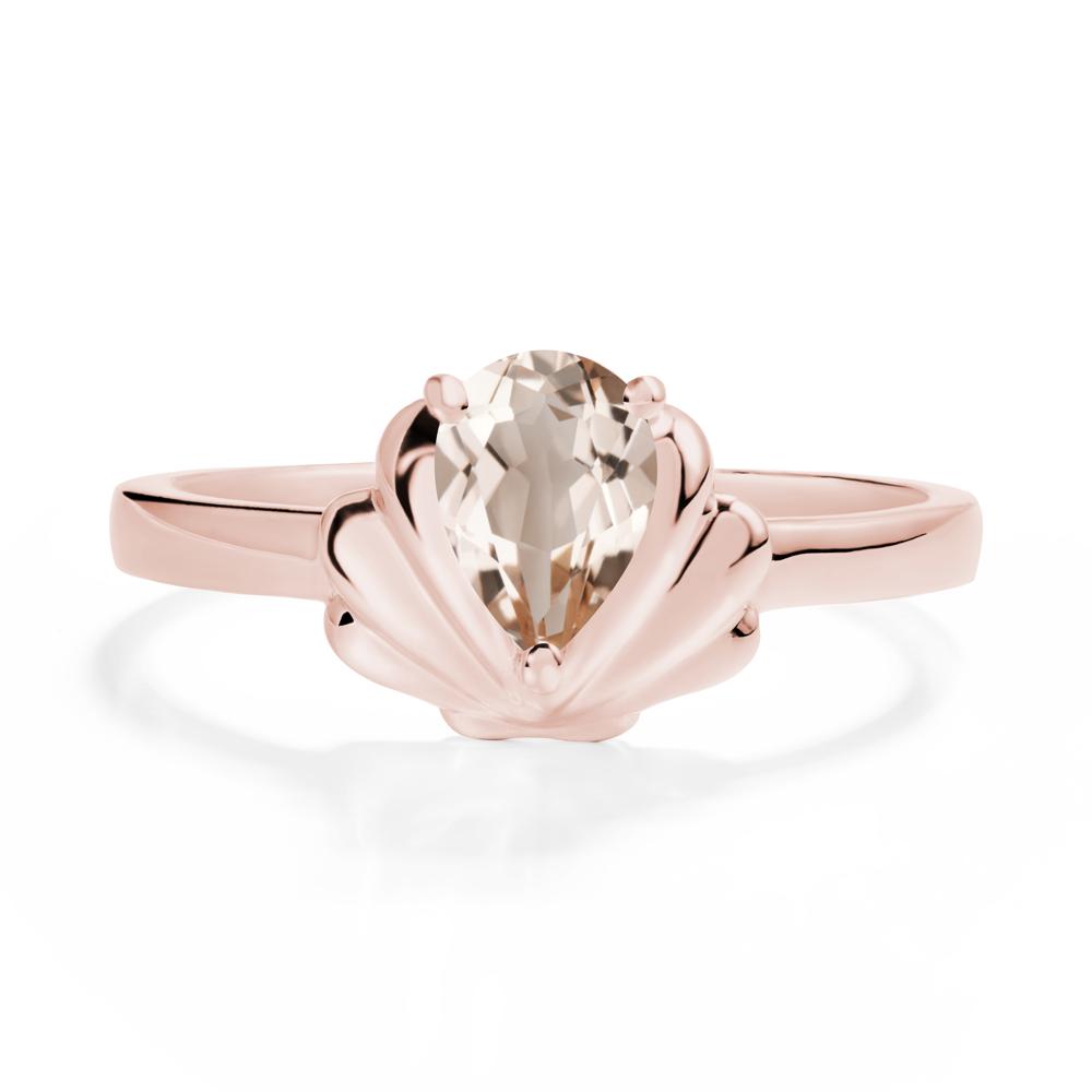 Pear Morganite Shell Engagement Ring - LUO Jewelry #metal_18k rose gold