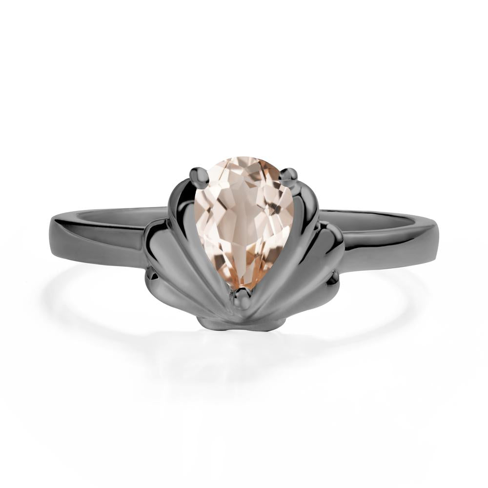 Pear Morganite Shell Engagement Ring - LUO Jewelry #metal_black finish sterling silver
