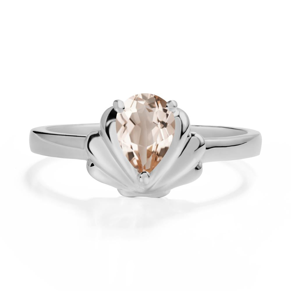 Pear Morganite Shell Engagement Ring - LUO Jewelry #metal_platinum