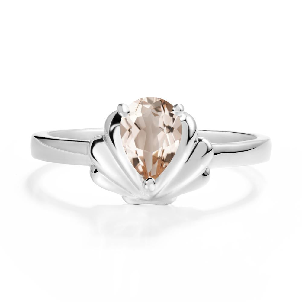 Pear Morganite Shell Engagement Ring - LUO Jewelry #metal_sterling silver