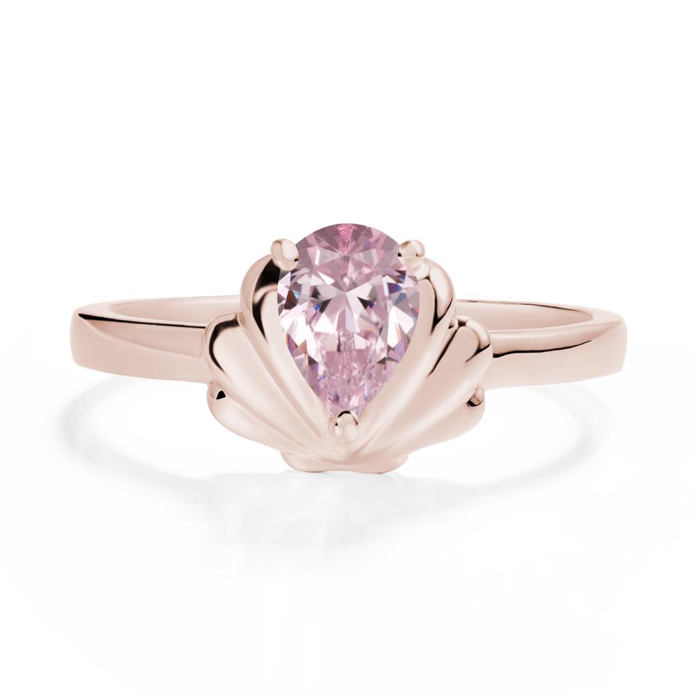 Pear Pink Cubic Zirconia Shell Engagement Ring - LUO Jewelry #metal_14k rose gold