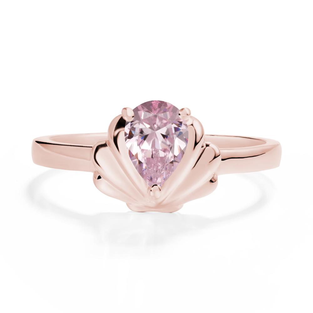 Pear Pink Cubic Zirconia Shell Engagement Ring - LUO Jewelry #metal_18k rose gold