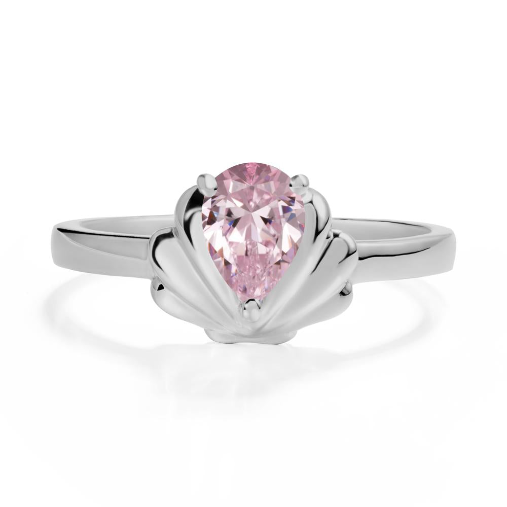 Pear Pink Cubic Zirconia Shell Engagement Ring - LUO Jewelry #metal_platinum