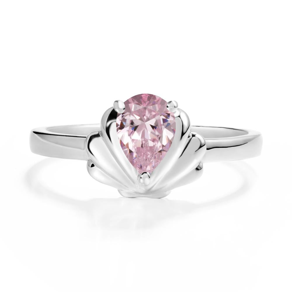 Pear Pink Cubic Zirconia Shell Engagement Ring - LUO Jewelry #metal_sterling silver