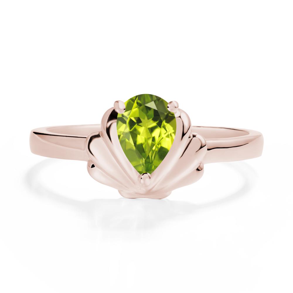 Shell Peridot Promise Ring - LUO Jewelry #metal_14k rose gold