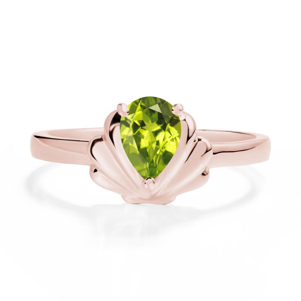 Shell Peridot Promise Ring - LUO Jewelry #metal_18k rose gold