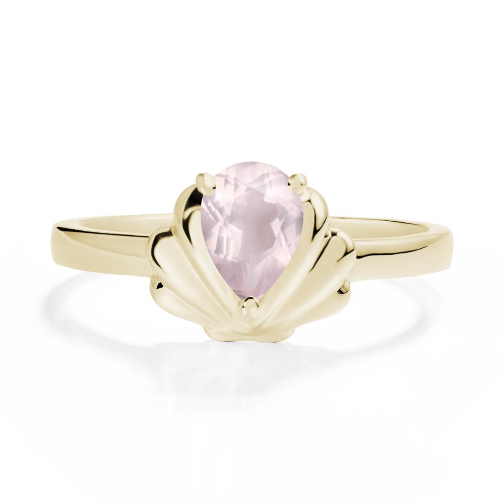 Pear Rose Quartz Shell Engagement Ring - LUO Jewelry #metal_14k yellow gold
