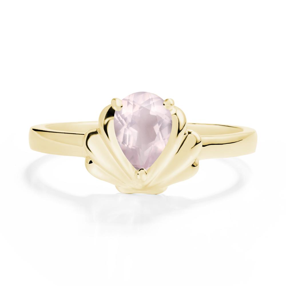 Pear Rose Quartz Shell Engagement Ring - LUO Jewelry #metal_18k yellow gold
