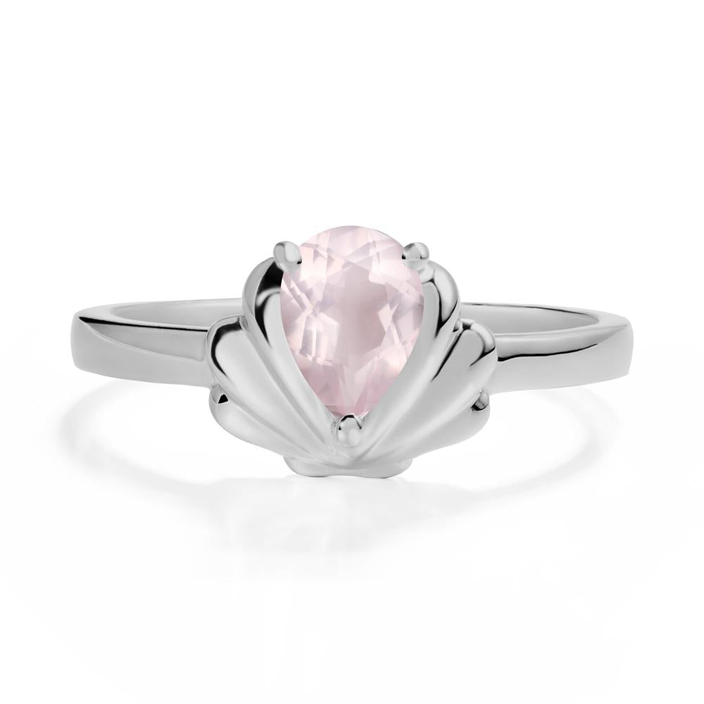 Pear Rose Quartz Shell Engagement Ring - LUO Jewelry #metal_platinum