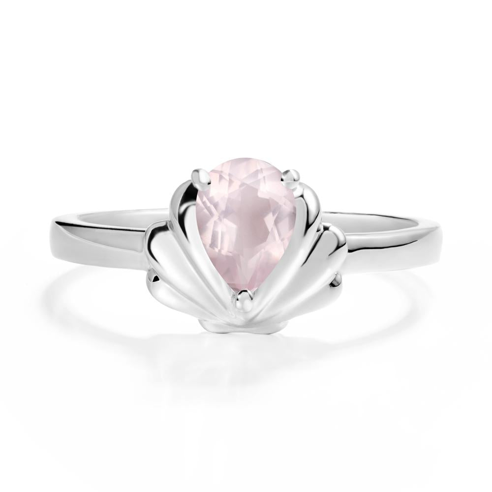 Pear Rose Quartz Shell Engagement Ring - LUO Jewelry #metal_sterling silver