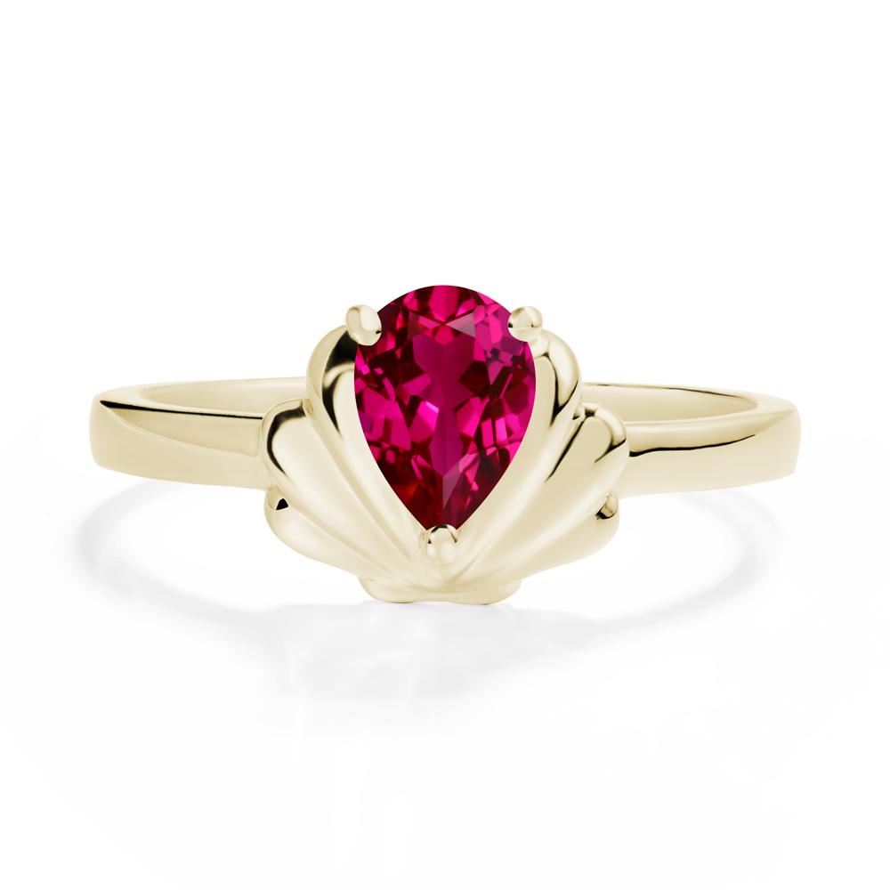 Shell Ruby Promise Ring - LUO Jewelry #metal_14k yellow gold