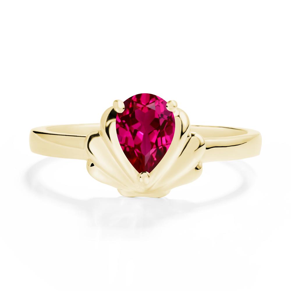 Shell Ruby Promise Ring - LUO Jewelry #metal_18k yellow gold