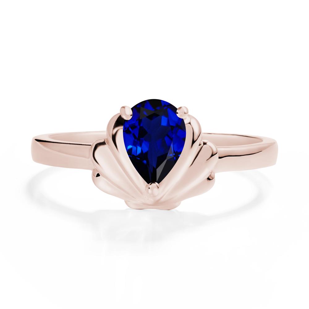 Pear Sapphire Shell Engagement Ring - LUO Jewelry #metal_14k rose gold