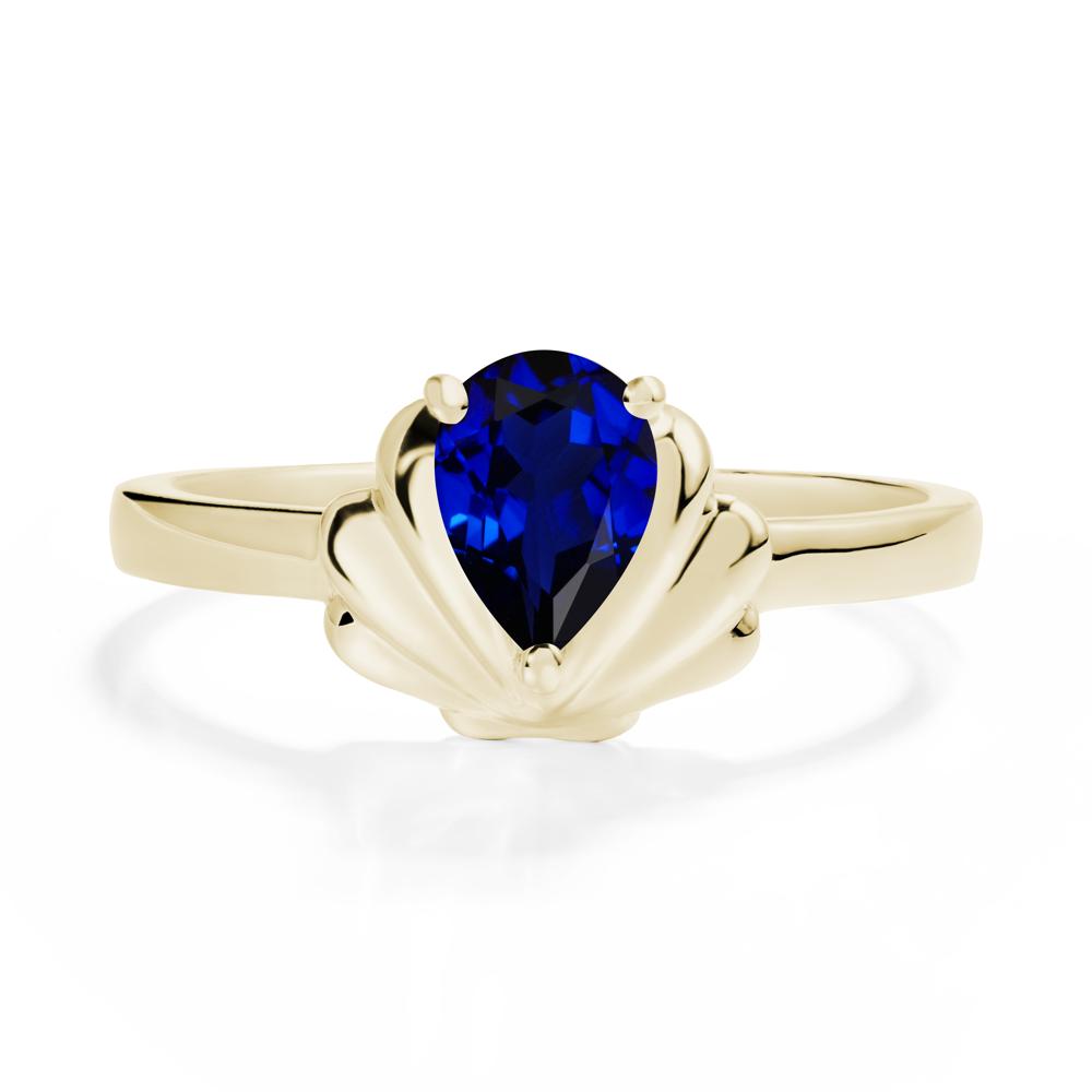 Pear Sapphire Shell Engagement Ring - LUO Jewelry #metal_14k yellow gold