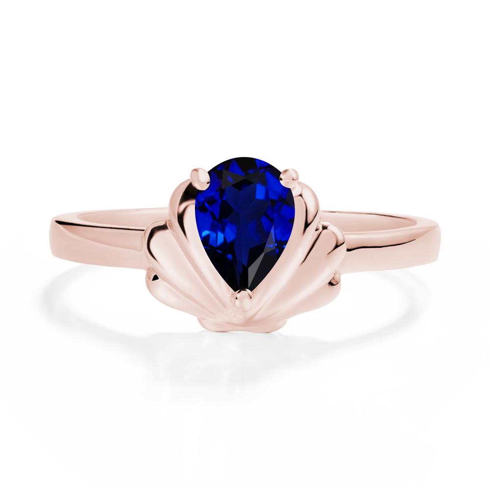 Pear Sapphire Shell Engagement Ring - LUO Jewelry #metal_18k rose gold