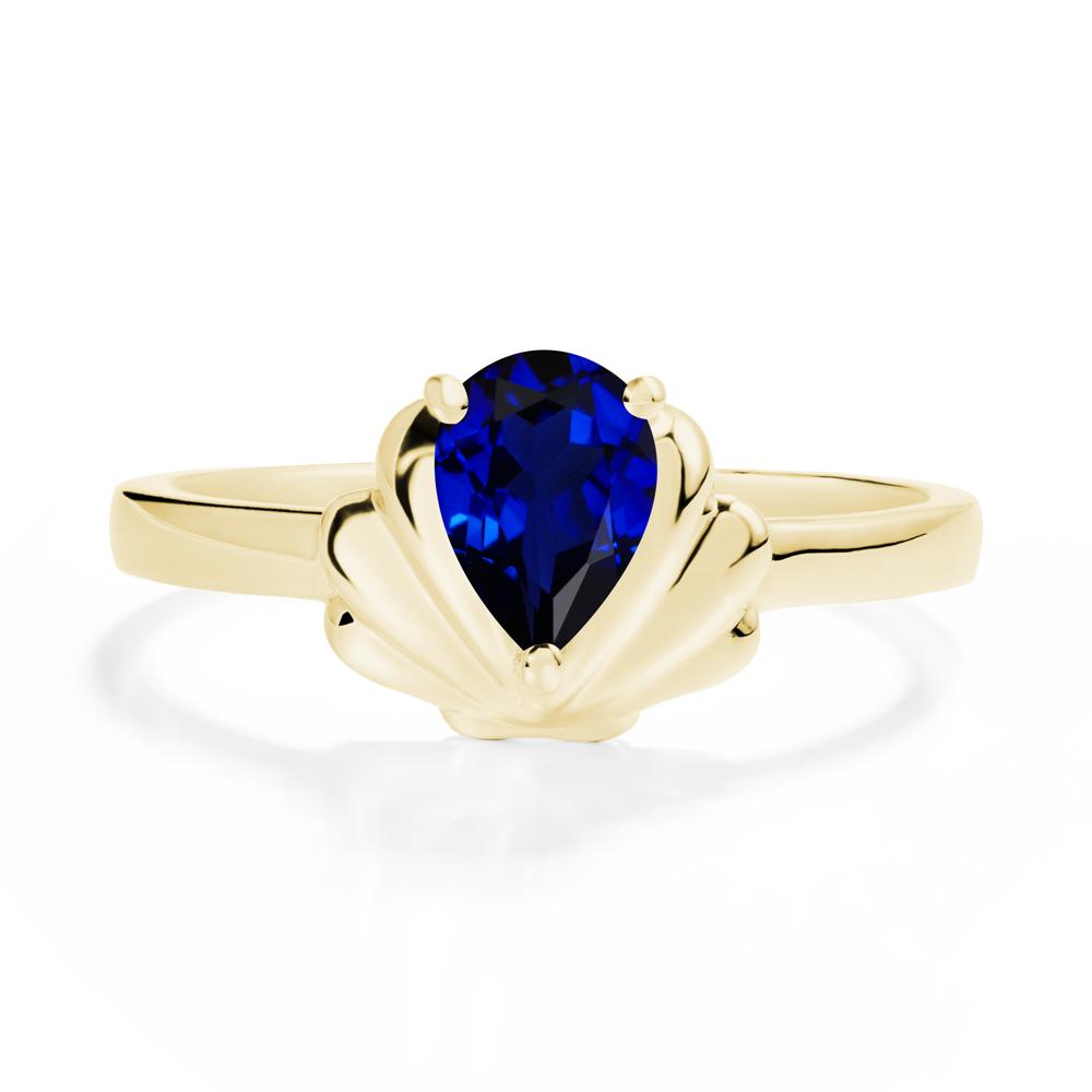 Pear Sapphire Shell Engagement Ring - LUO Jewelry #metal_18k yellow gold