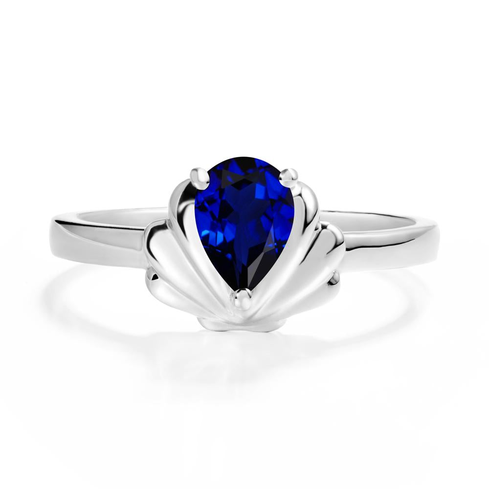 Pear Sapphire Shell Engagement Ring - LUO Jewelry #metal_sterling silver