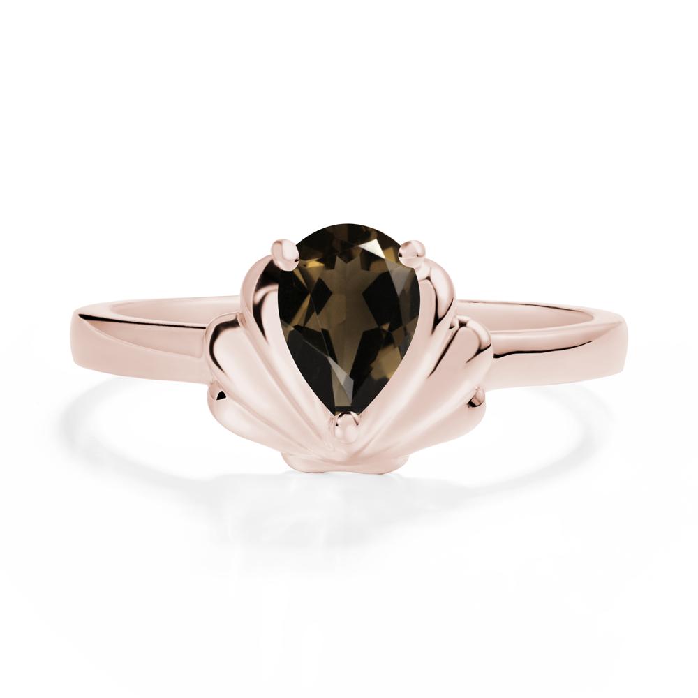 Shell Smoky Quartz Promise Ring - LUO Jewelry #metal_14k rose gold