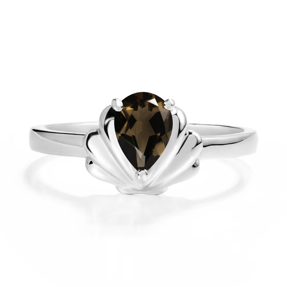 Shell Smoky Quartz Promise Ring - LUO Jewelry #metal_18k white gold