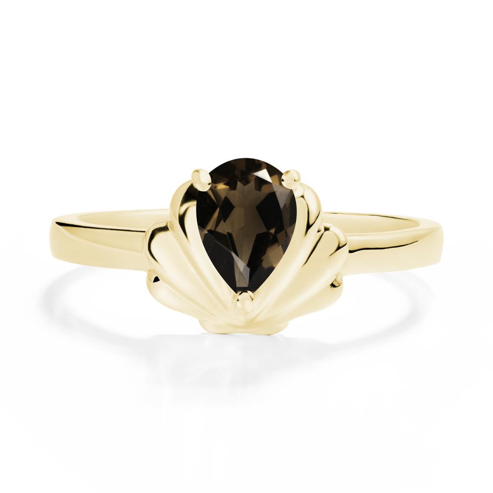 Shell Smoky Quartz Promise Ring - LUO Jewelry #metal_18k yellow gold