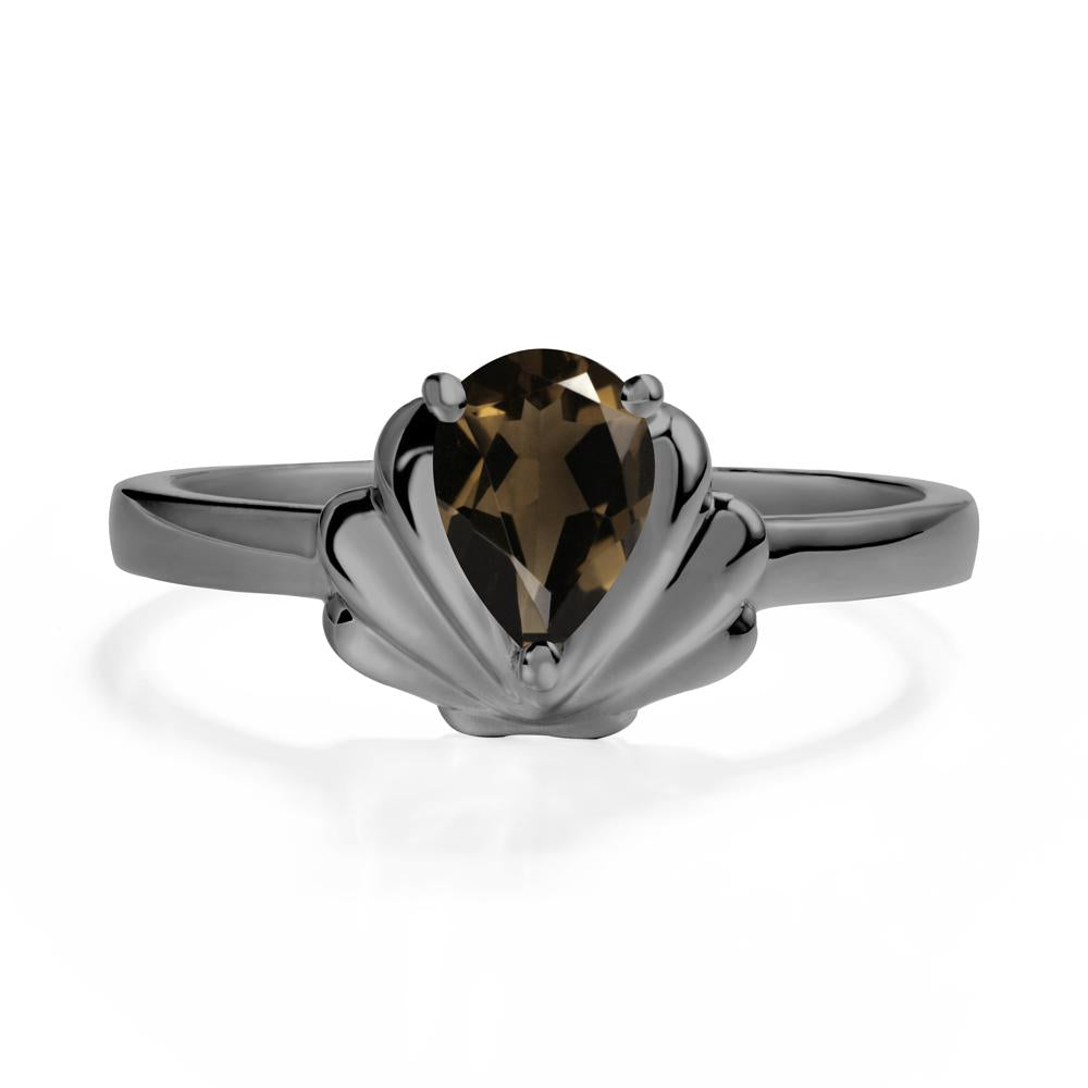 Shell Smoky Quartz Promise Ring - LUO Jewelry #metal_black finish sterling silver