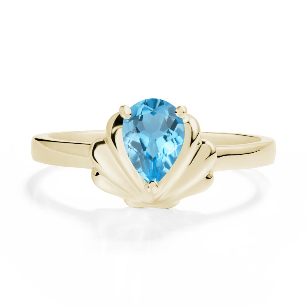 Pear Swiss Blue Topaz Shell Engagement Ring - LUO Jewelry #metal_14k yellow gold